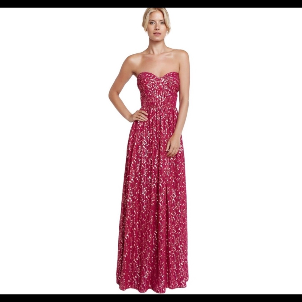 Erin fetherston raspberry silk chiffon gown